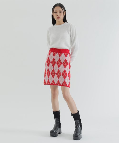 curetty (キュリティー)   C ARGYLE PATTERN JACQUARD KNIT SKIRT_PINK