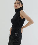 curetty (キュリティー)  C METALLIC HIGH-NECK KNIT TOP_BLACK