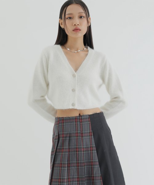 curetty (キュリティー)  C ANGORA LOGO EMBROIDERY KNIT CARDIGAN_IVORY