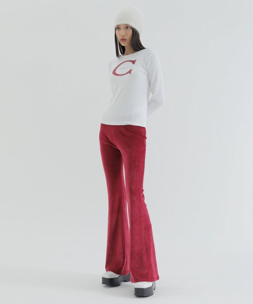 curetty (キュリティー) C VELVET FLARE BANDING PANTS_BURGUNDY