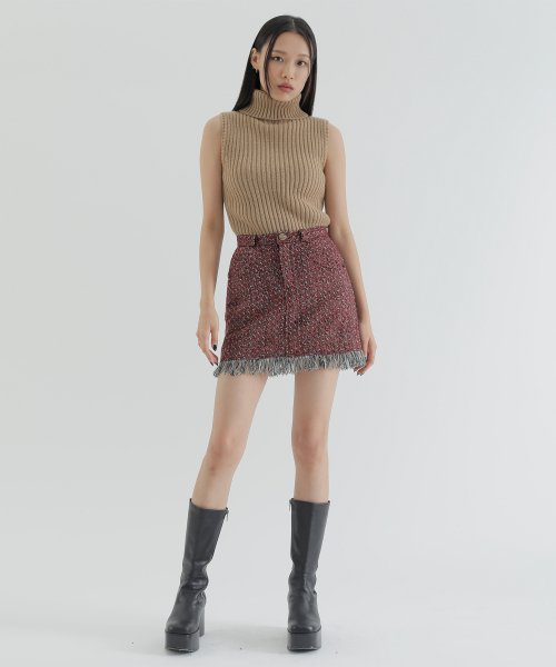 curetty (キュリティー) C FRINGE DETAIL SKIRT_RED
