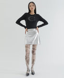 curetty (キュリティー) C METALLIC BELTED A-LINE SKIRT_SILVER