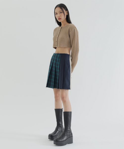 curetty (キュリティー) C MIXED CHECK PLEATS SKIRT_BLACK