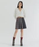 curetty (キュリティー) C MIXED CHECK PLEATS SKIRT_BURGUNDY