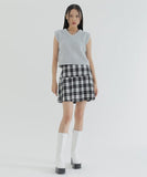 curetty (キュリティー) C METAL LOGO CHECKED PLEATS SKIRT_WHITE