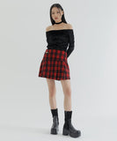 curetty (キュリティー) C METAL LOGO CHECKED PLEATS SKIRT_RED