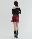 curetty (キュリティー) C METAL LOGO CHECKED PLEATS SKIRT_RED