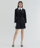 curetty (キュリティー)  C CONTRAST COLOR SHIRT DRESS_BLACK