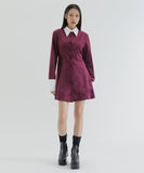 curetty (キュリティー)   C CONTRAST COLOR SHIRT DRESS_BURGUNDY