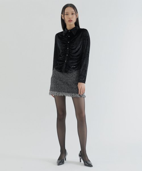 curetty (キュリティー)   C SHIRRING SNAP BUTTON SHIRT_BLACK