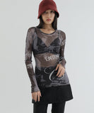 curetty (キュリティー)  C GRAPHIC SEE-THROUGH TOP_BLACK