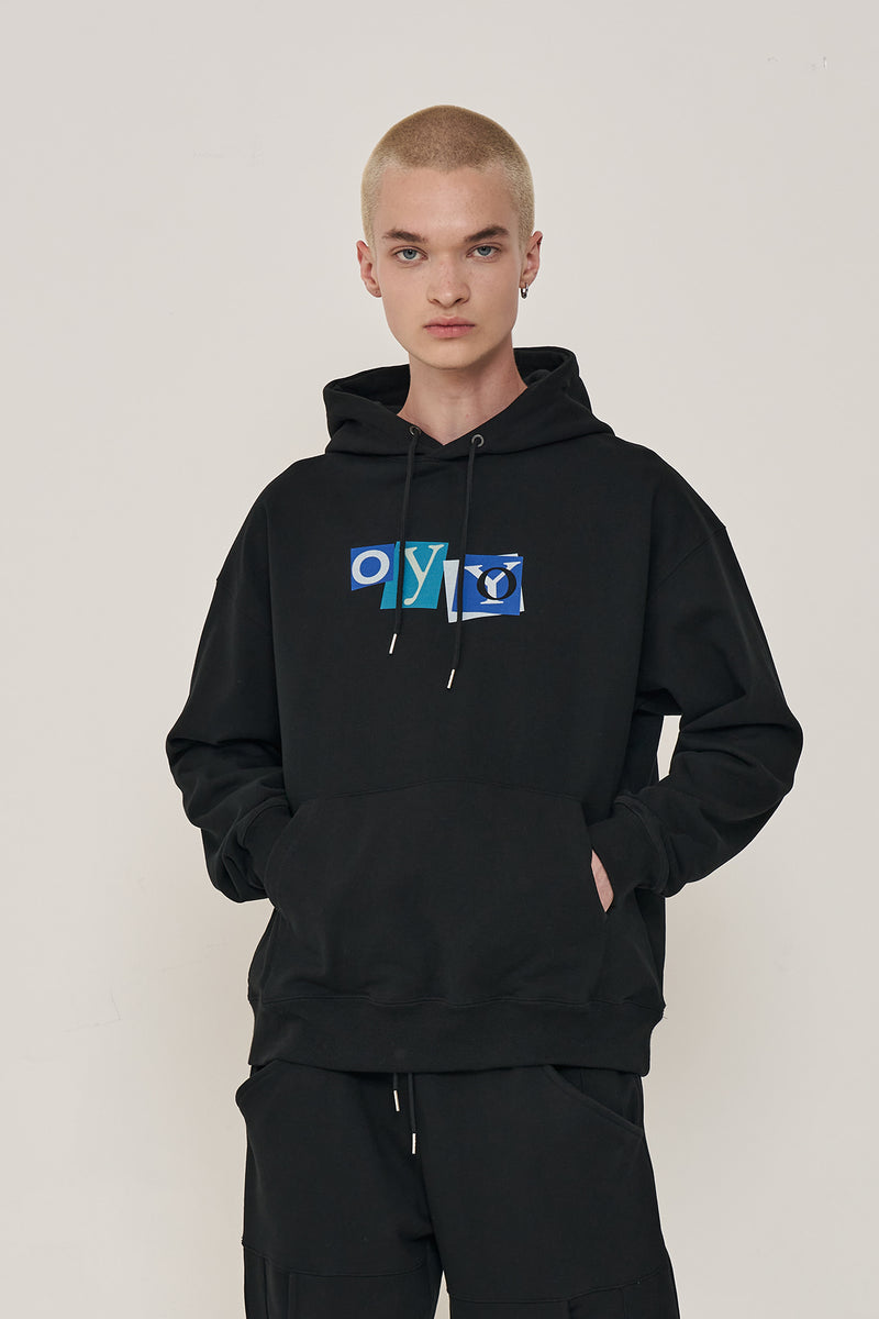 オーワイ(OY) COLLAGE ODOLLY HOODIE-BLACK