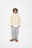 オーワイ(OY) SQUARE BLOCK HOODIE DOWN JUMPER-SAND BEIGE