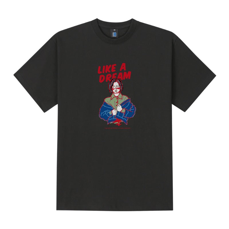 RADINEO (ラディネオ)　Like a dream black short-sleeved T-shirt