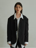 TMO BY 13MONTH（ティーエムオーバイサーティンマンス）DROP SHOULDER BELTED JACKET (BLACK)