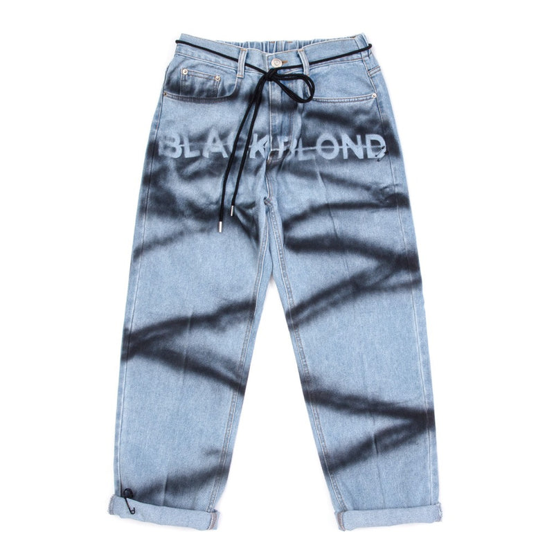 ブラックブロンド(BLACKBLOND) BBD Sprayed Custom Denim Pants (Light Blue)