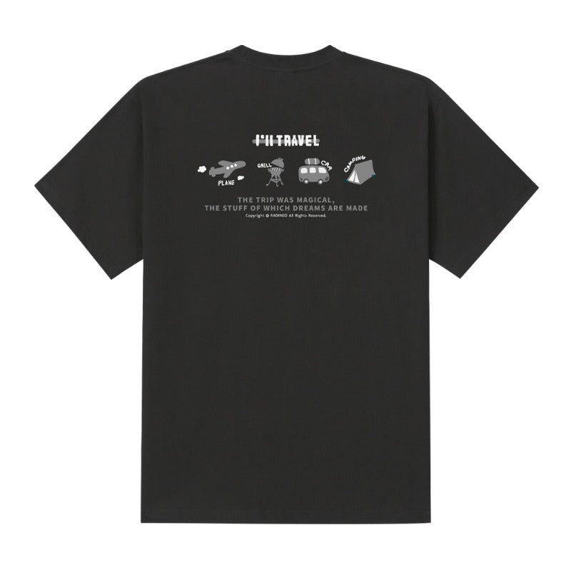 RADINEO (ラディネオ)　I'll Travel Black Short-Sleeved T-Shirt