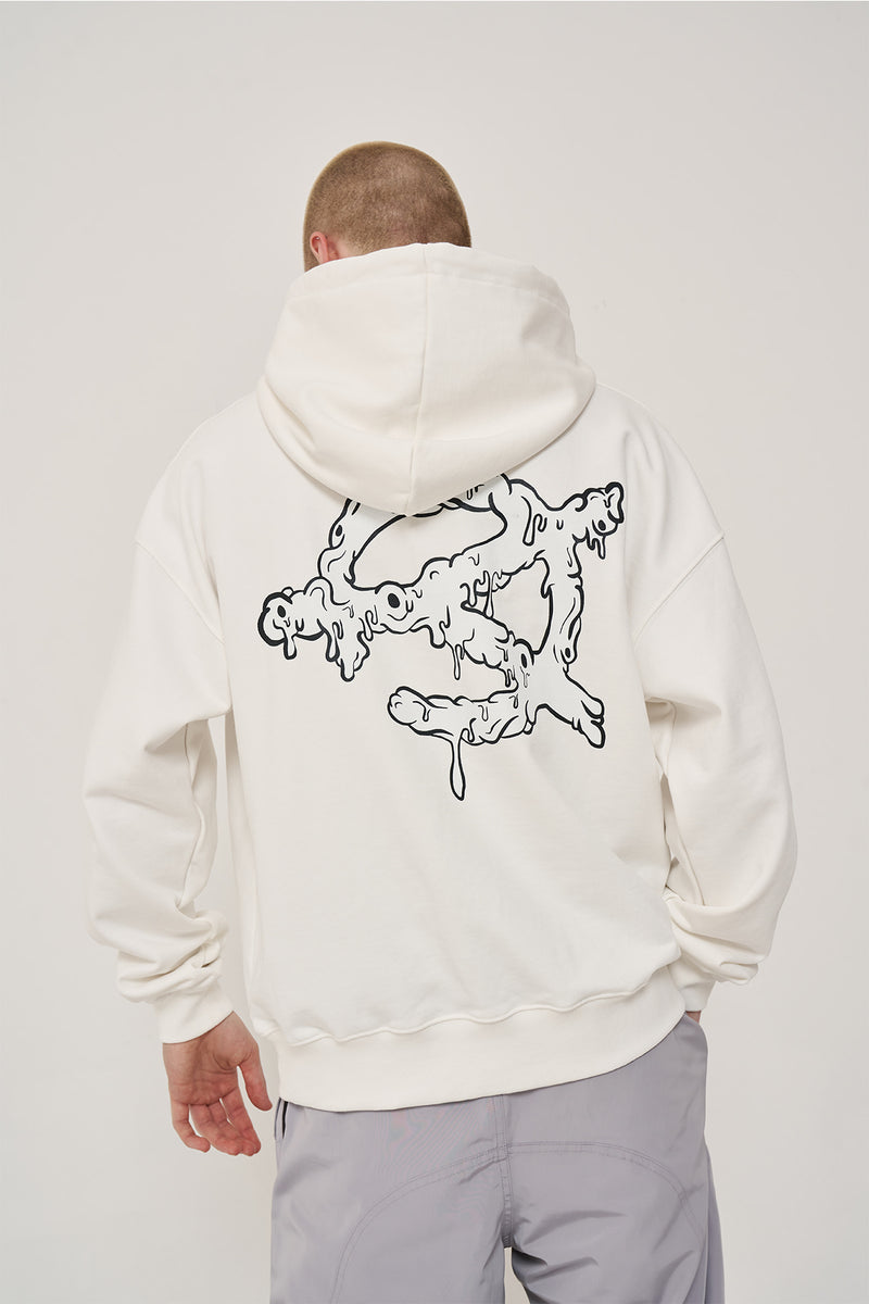 オーワイ(OY) MELTING LOGO HOODIE-WHITE