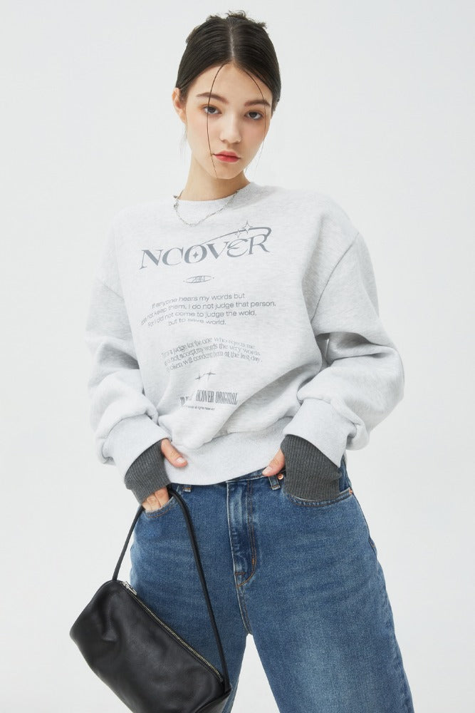 NCOVER（エンカバー）IN TO THE HEAVEN TEXT SWEATSHIRT-WHITE MELANGE