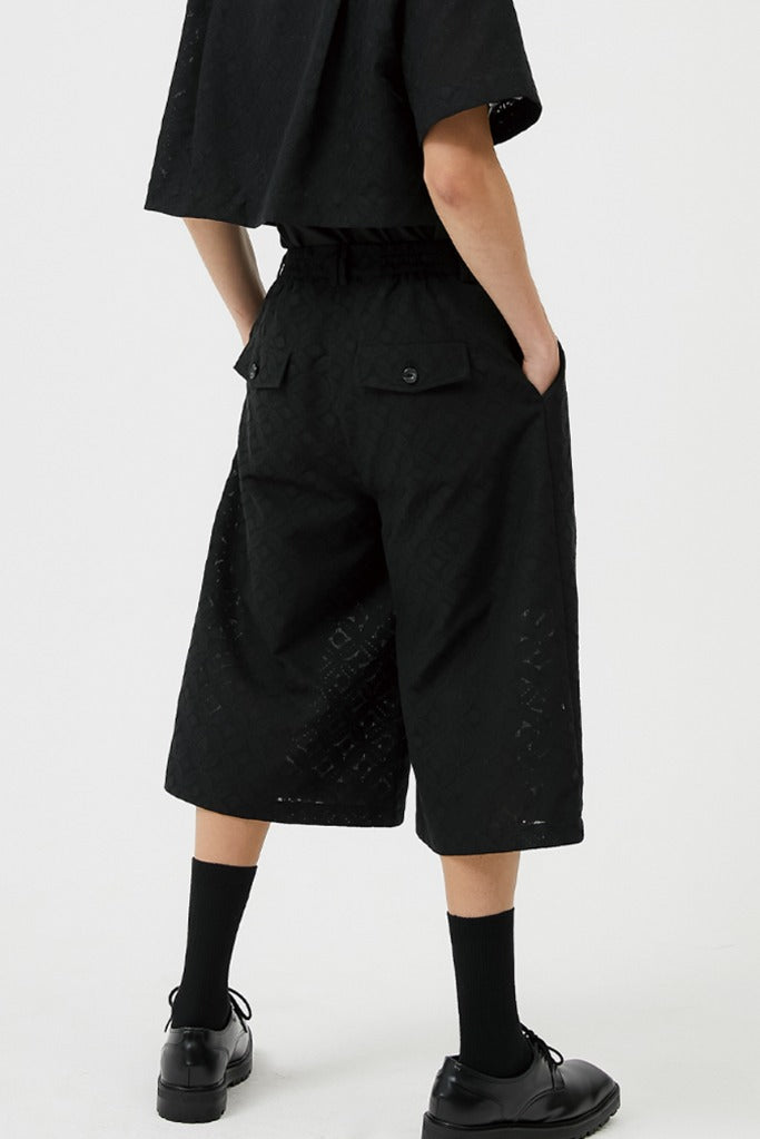 イーエスシースタジオ(ESC STUDIO) lace culotte pants (black)
