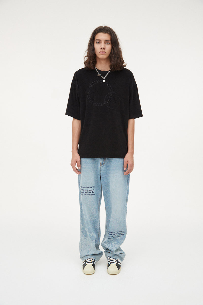 オーワイ(OY) TERRY STITCH ROUND LOGO T-BLACK