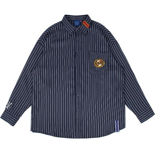 ロマンティッククラウン(ROMANTIC CROWN) 21C BOYS STRIPED SHIRT_NAVY