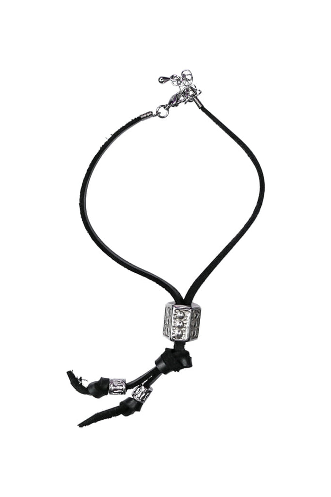 BLACKPURPLE (ブラックパープル) BYBE Leather string bracelet - Black