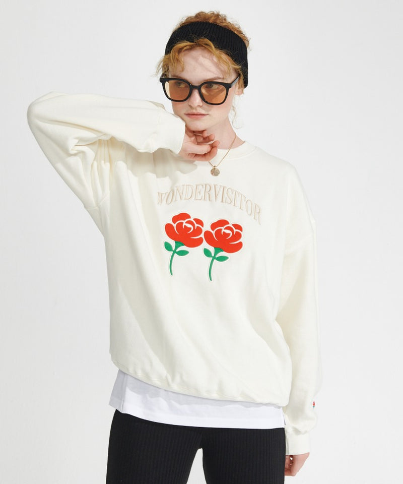 ワンダービジター(WONDER VISITOR) Logo applique Sweatshirt [Ivory]