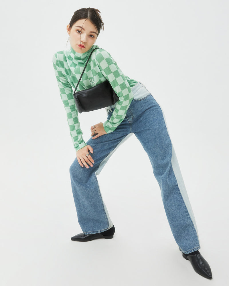 NCOVER（エンカバー）CHECKER BOARD TURTLENECK KNIT-GREEN