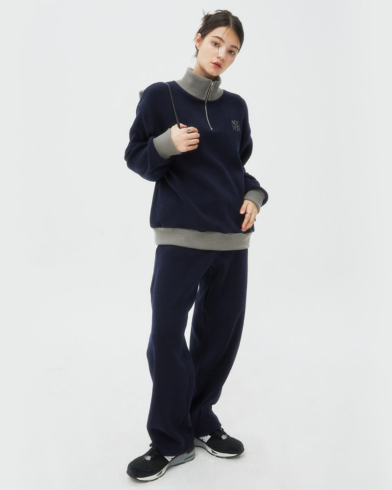 NCOVER（エンカバー）TYPO LOGO HALF ZIPUP KNIT-NAVY