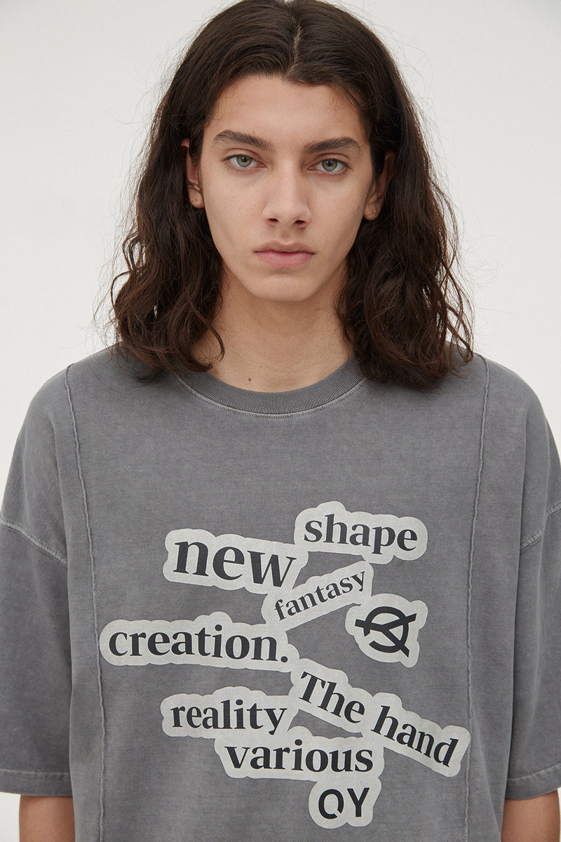 オーワイ(OY) PIGMENT PINTUCK LOGO T-BLACK