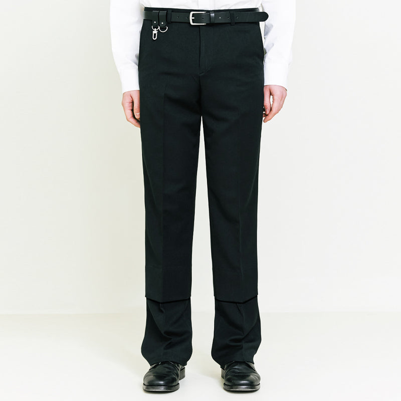 SSY(エスエスワイ) Double Layerd Semi Wide Fit Slacks black