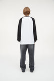 オーワイ(OY) FLOWER RAGLAN LONG SLEEVE-BLACK/WHITE