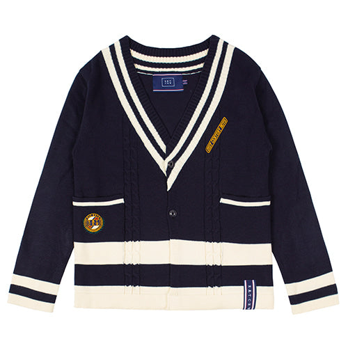 ロマンティッククラウン(ROMANTIC CROWN) V NECK POCKET KNIT CARDIGAN_NAVY