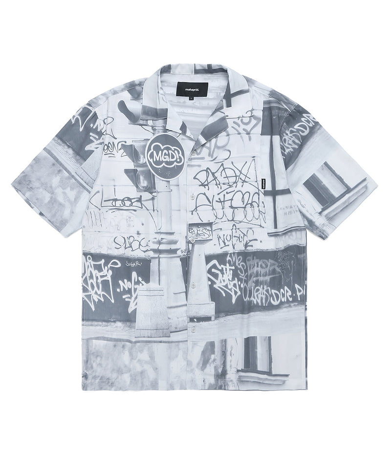 mahagrid (マハグリッド) DOWNTOWN OPEN COLLAR SHIRT [GREY]