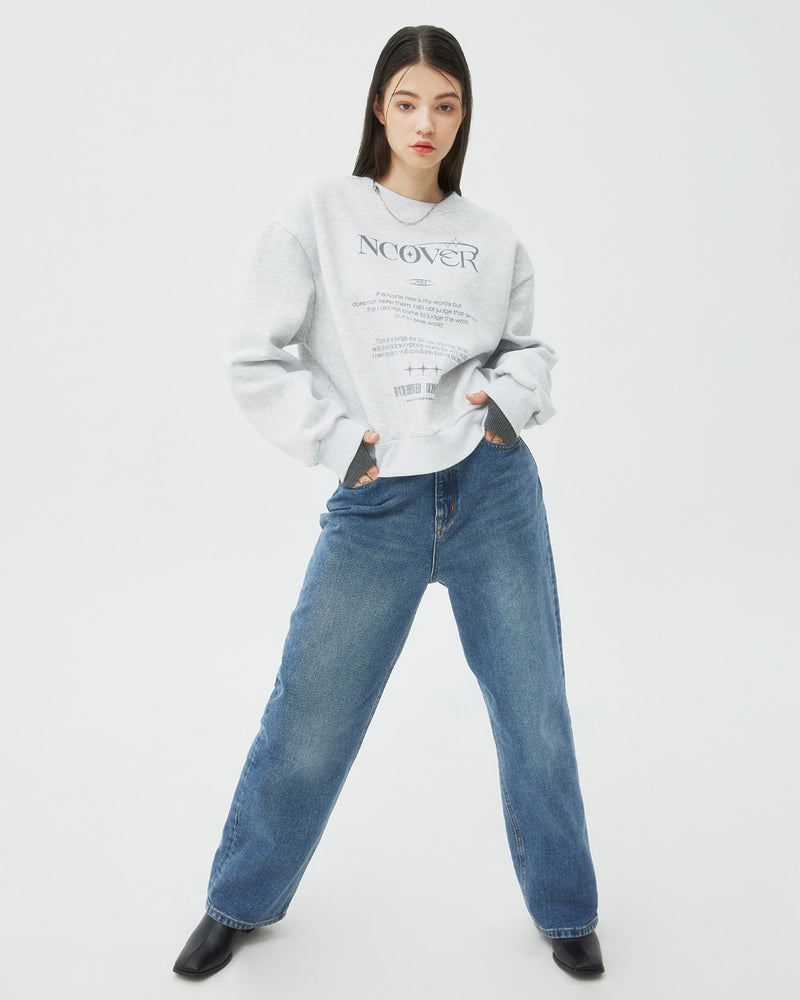 NCOVER（エンカバー）IN TO THE HEAVEN TEXT SWEATSHIRT-WHITE MELANGE