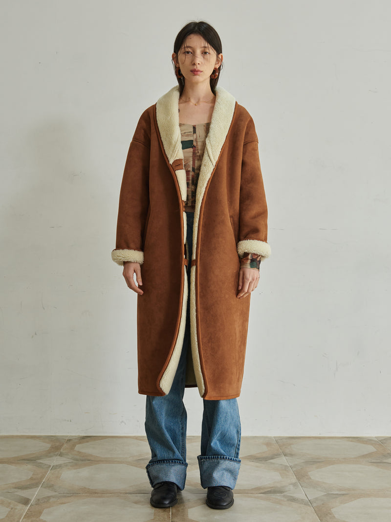 TMO BY 13MONTH（ティーエムオーバイサーティンマンス）V2 SHAWL COLLAR LONG MUSTANG (BROWN)