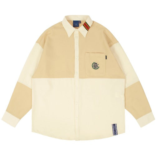 ロマンティッククラウン(ROMANTIC CROWN) UP AND DOWN BLOCK SHIRT_BEIGE
