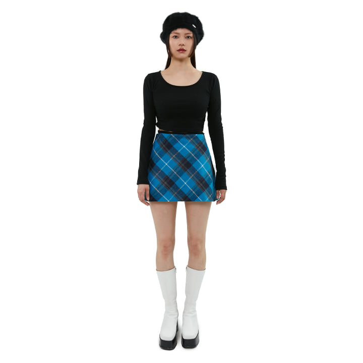 curetty (キュリティー)  C CHECKED A-LINE SKIRT_BLUE