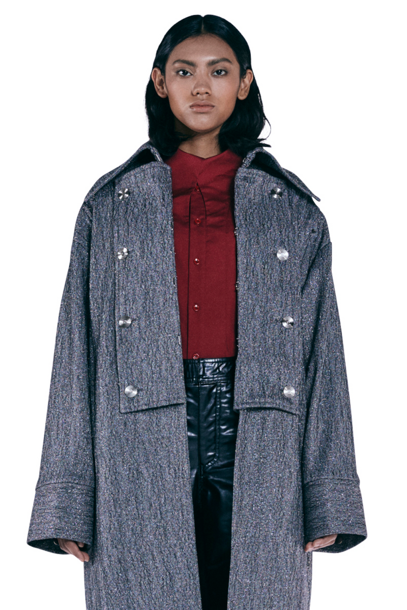 レイブレス(LABELESS) SILVER LONG LAPEL COAT