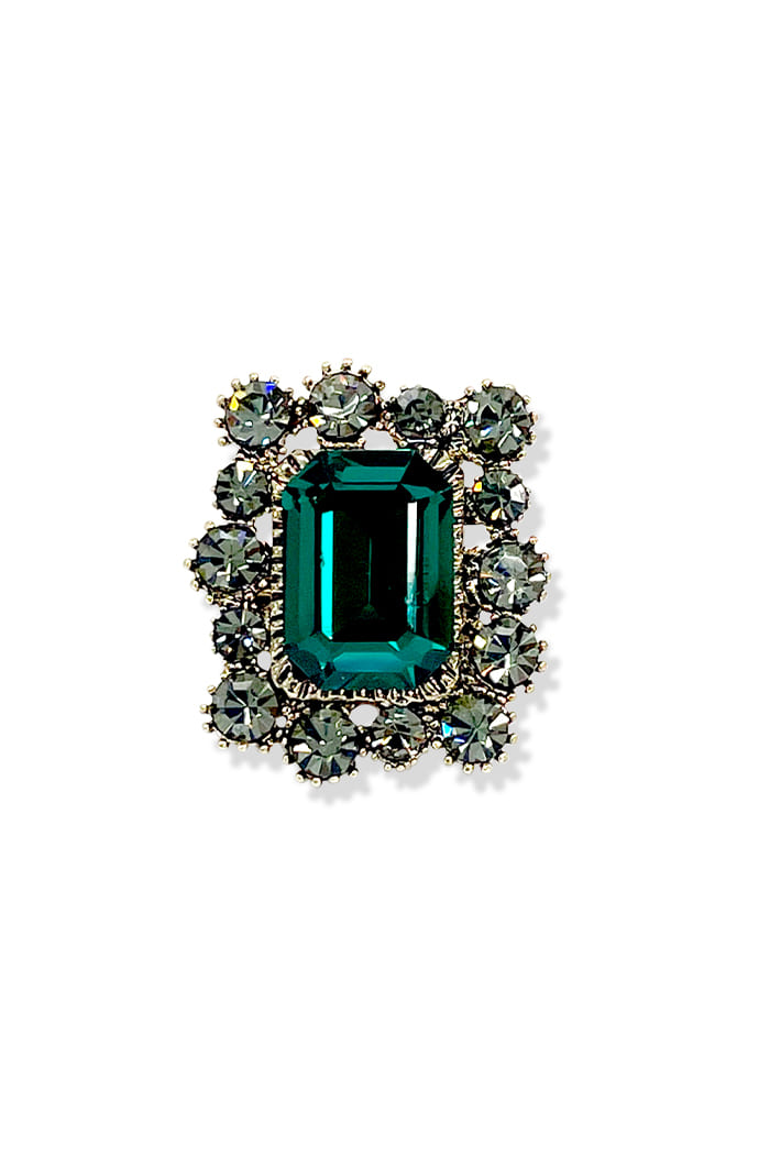 BLACKPURPLE (ブラックパープル) 	  Antique Square Broach_Green
