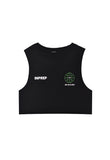 INPREP (インプレップ）GLOBE LOGO CROP SLEEVELESS (BLACK)