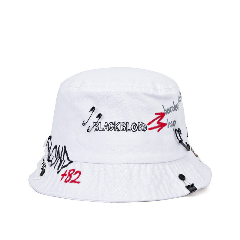 ブラックブロンド(BLACKBLOND) BBD Border Graffiti Logo Bucket Hat Custom Ver. (White)