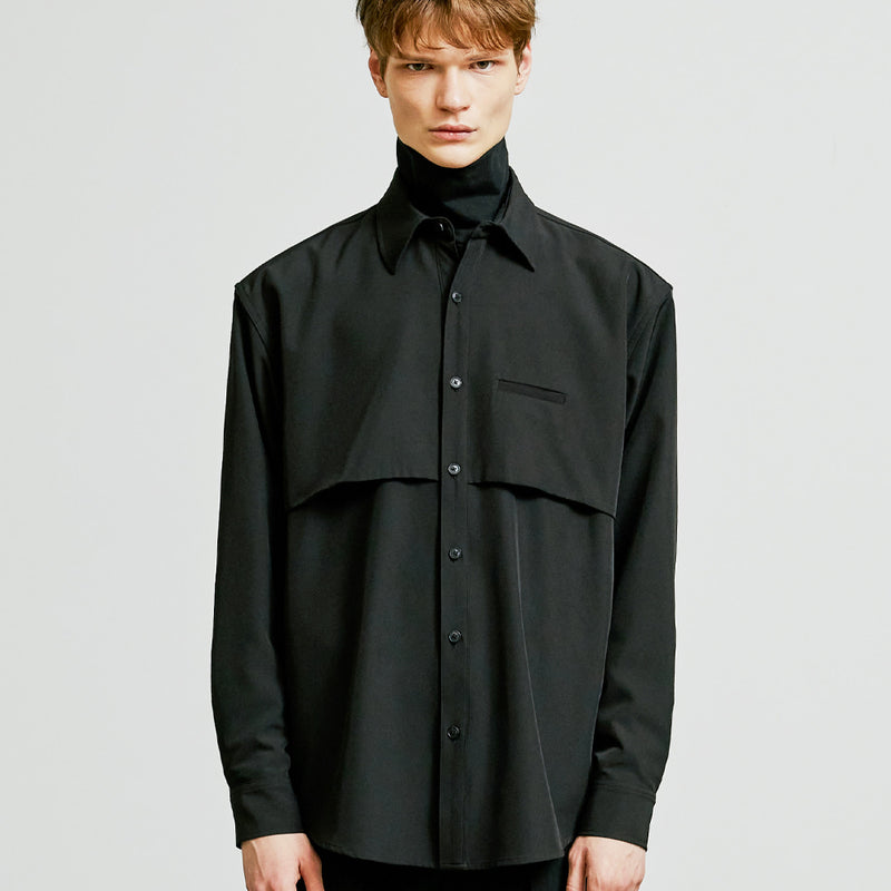 SSY(エスエスワイ)  trench welt pocket shirt jacket black