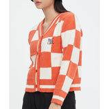 ROMANTIC CROWN(ロマンティック クラウン)    CHECKER BOARD TERRY CARDIGAN_ORANGE