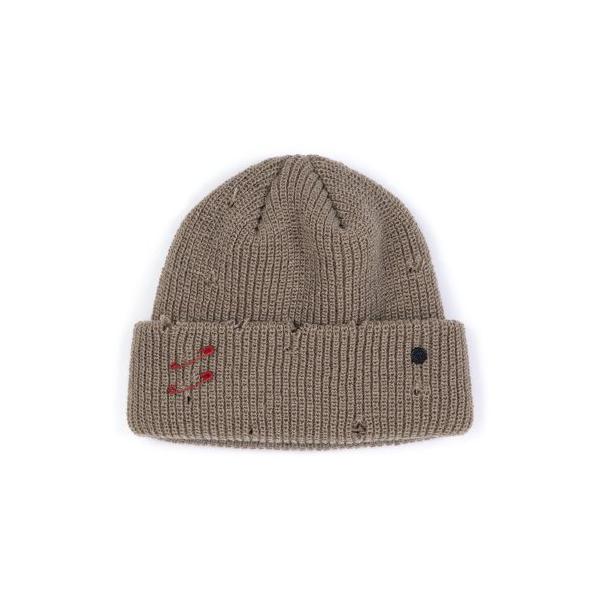 ブラックブロンド(BLACKBLOND)  BBD Ripped Custom Short Beanie (Dark Beige)