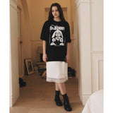 ワンダービジター(WONDER VISITOR)     Satin Lace midi skirt [White]