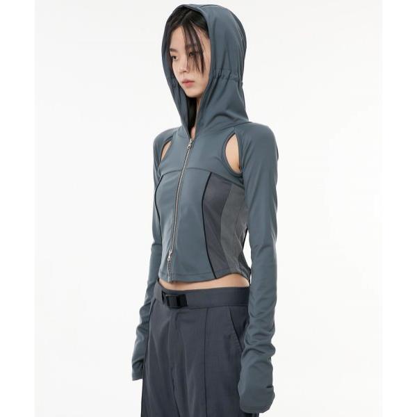 FLARE UP (フレアアップ) 19.Division Cut-out Hooded Zip-up