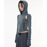 FLARE UP (フレアアップ) 19.Division Cut-out Hooded Zip-up (FL-111_Charcoal)