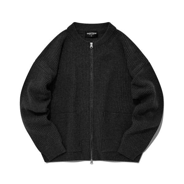 セイントペイン(SAINTPAIN)    SP WOOL 2WAY ZIPUP KNIT JACKET-BLACK